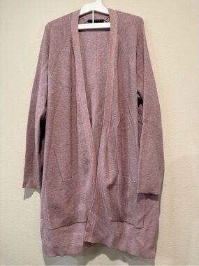 Cyrus Open-Front Long Cardigan in Mauve Pink